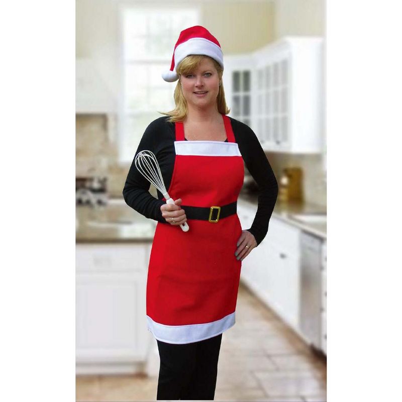 Northlight Unisex Adult Santa Claus Christmas Apron with Hat - One Size - Red and White, 1 of 5