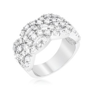 Slickblue Women’s Braided Cocktail Ring with 7.5 ct Clear Cubic Zirconia, Ideal for Everyday Wear, Size 5-10 - 1 of 4