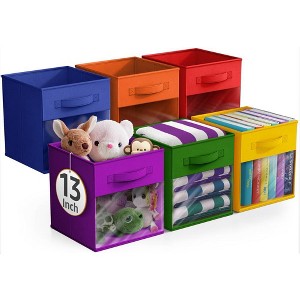 Sorbus 13 Inch 6 Pack Collapsible Fabric Storage Bins with Clear Window - for Organizing Clothes, Toys, Books, Shelves, Closets & more - 1 of 4