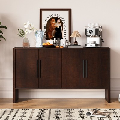 VYNXARIA Sideboard Buffet Cabinet with Storage,Retro Sideboard Cabinet with Adjustable Shelves and Long Handlesfor Dining Room and Living Room,Brown