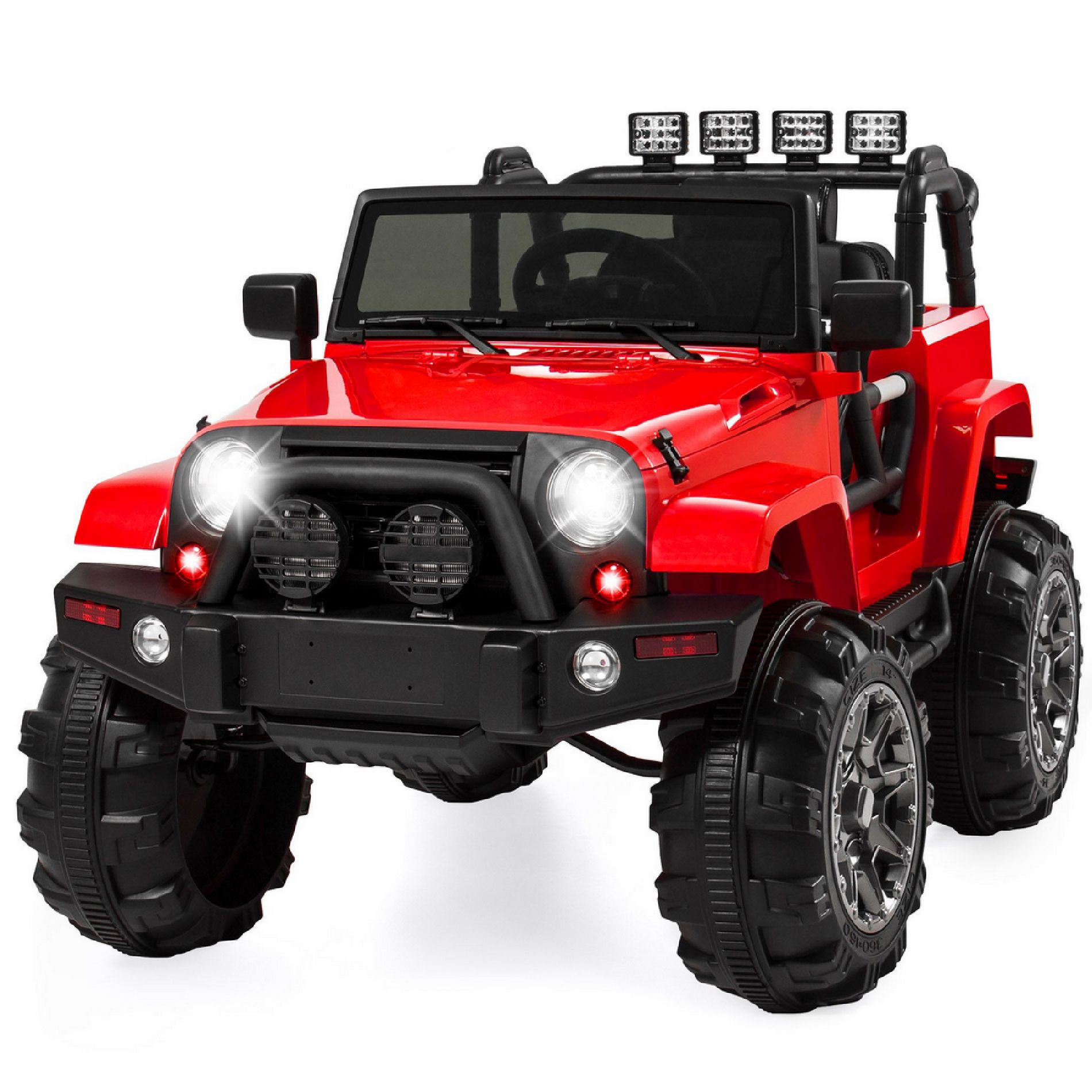 Best Choice Products 12V Kids Ride On Truck Car w/ Remote Control, Spring Suspension, Bluetooth, LED Lights - Red