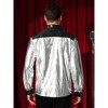 Lars Amadeus Men's Button Down Party Disco Color Block Shiny Shirts - image 3 of 4