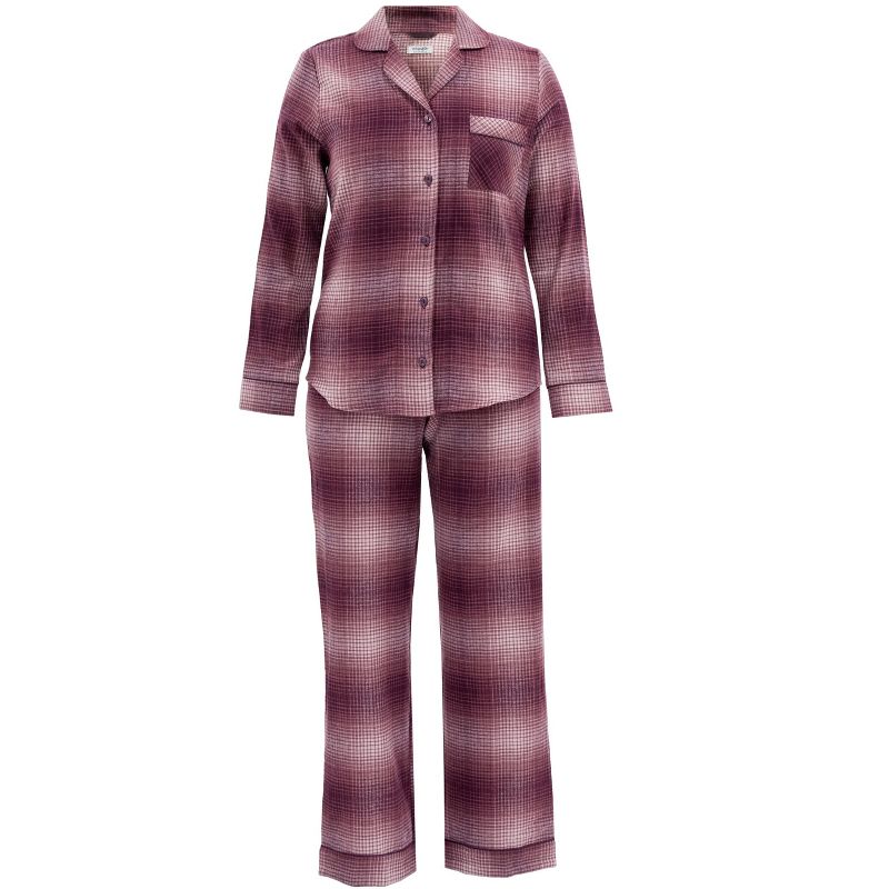 Wrangler Women's and Plus Button-Down Flannel Pajama Set, 1 of 5