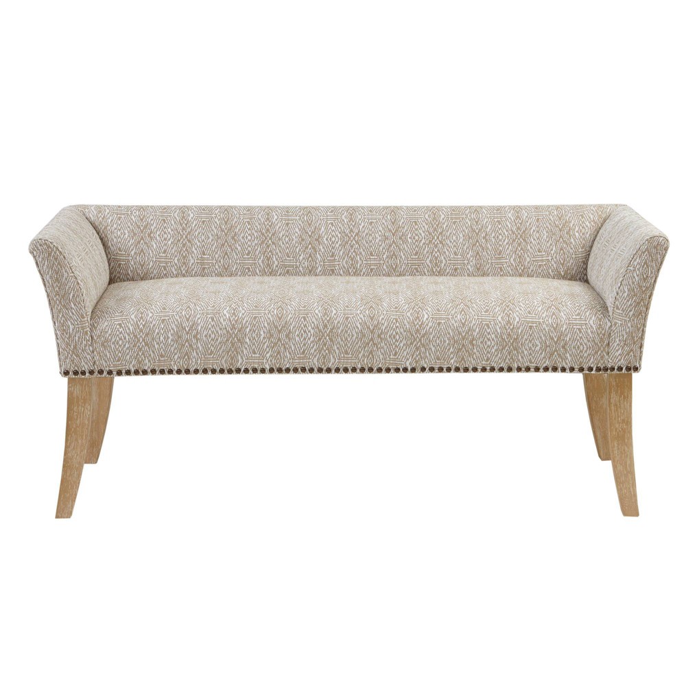 Photos - Pouffe / Bench Madera Accent Bench Taupe: Madison Park, Rectangle, Nailhead Trim, Polyester Upholstery, Wood Legs