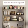 Bakers Rack with Storage Cabinet and Power Outlets, Farmhouse Microwave Stand with Thick Table Top, for Kitchen,Dining Room, Gray - 3 of 4