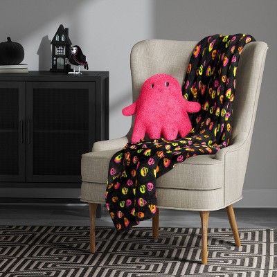 Ghost Shaped Faux Shearling Halloween Throw Pillow Pink - Hyde & EEK! Boutique™: Indoor Novelty Cushion, Polyester Fill, 2 of 9