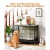 32.5" Dog Crate Furniture, Rustic Kennel with Wheels & Double Doors, M Size Crate for Dogs Up to 45lbs - 4 of 4