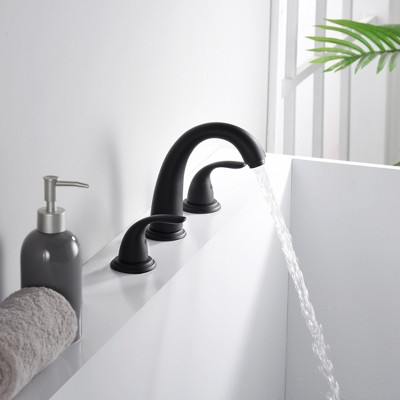 Matte Black Double Handle Roman Tub Faucet with Valve