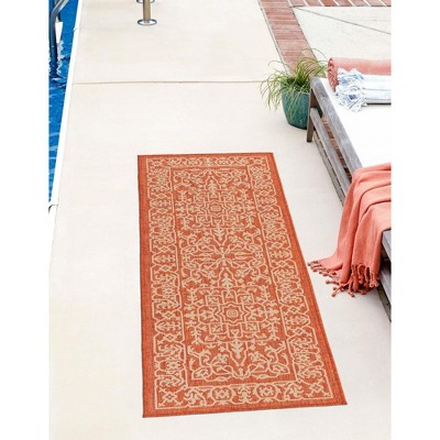Unique Loom Outdoor Botanical Allover Border Woven Area Rug