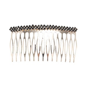 Unique Bargains Women's Three Row Rhinestones Hair Comb Insertion Tool Black 1 Pc - 1 of 3