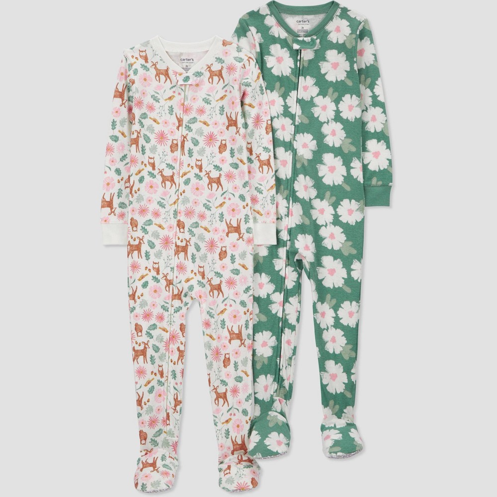 Photos - Other Textiles Carter's Just One You®️ Toddler Girls' Floral and Animals Footed Pajamas 