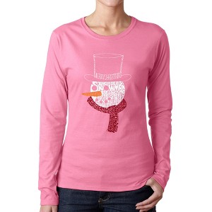 LA Pop Art Snowman Face - Women's Word Art Long Sleeve T-Shirt - 1 of 4