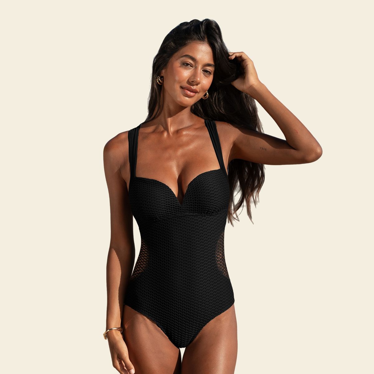 Cupshe Women's One-Piece Swimsuit With Mesh Insert Details