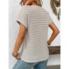 Women's V-Neck Stripe T-Shirt - Relaxed Fit Short Sleeve Top - 3 of 4