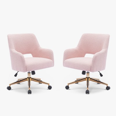 WestinTrends Genevieve Mid-Century Modern Swivel Office Chair With Wheels (Set Of 2)