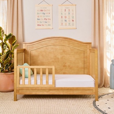 Honey Pine 4-in-1 Convertible Crib with Arched Headboard