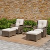 YARDSIGHT 5-Piece Outdoor Wicker Swivel Glider Conversation Set with Red Cushions, Including 2 Chairs, 2 Ottomans, and 1 Side Table - 2 of 4