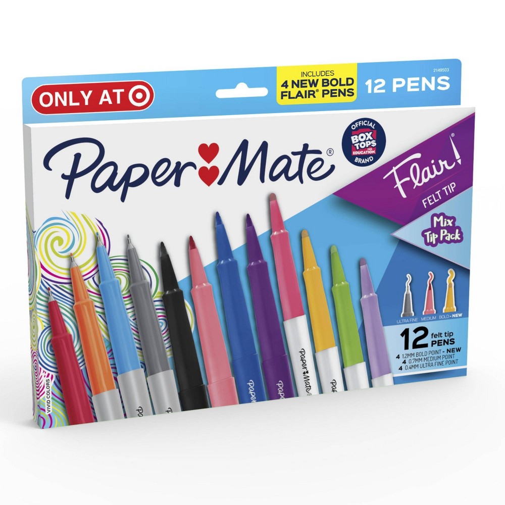 Paper Mate Flair Felt Tip Pens , Assorted Bold (1.2mm), Medium