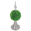 DOMETOUR 7x7x17" Faux Boxwood Topiary Sphere on Metal Spire Summer Home Decor - 2 of 4