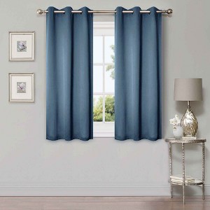 Classic Modern Solid Room Darkening Semi-Blackout Curtains, Grommets, Set of 2 by Blue Nile Mills - 1 of 4