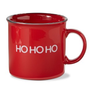 tagltd Hohoho White Sentiment Red Stoneware Dishwasher Safe Camper Mug 16 oz. - 1 of 3