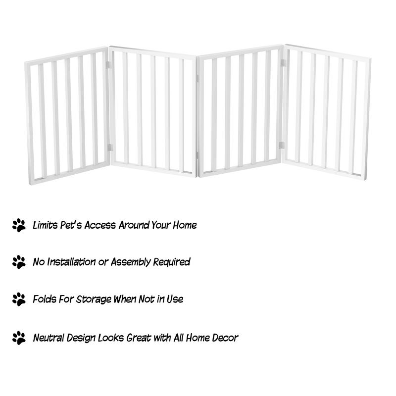 Indoor Pet Gate - 4-Panel Folding Dog Gate for Stairs or Doorways - 72x24-Inch Freestanding Pet Fence for Cats and Dogs by PETMAKER (White), 3 of 9