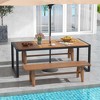Costway 79" Acacia Wood 8-Person Patio Table with 1.9" Umbrella Hole, Adjustable Foot Pads - 4 of 4