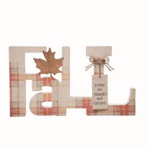 Transpac Wood 16 in. Multicolor Autumn Plaid Cut-Out Letters Tabletop Decor - 1 of 2