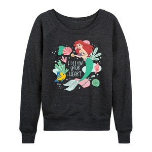 Women's - Disney - Follow Your Heart Ariel Lightweight French Terry Wide Neck Long Sleeve Shirt - 1 of 4