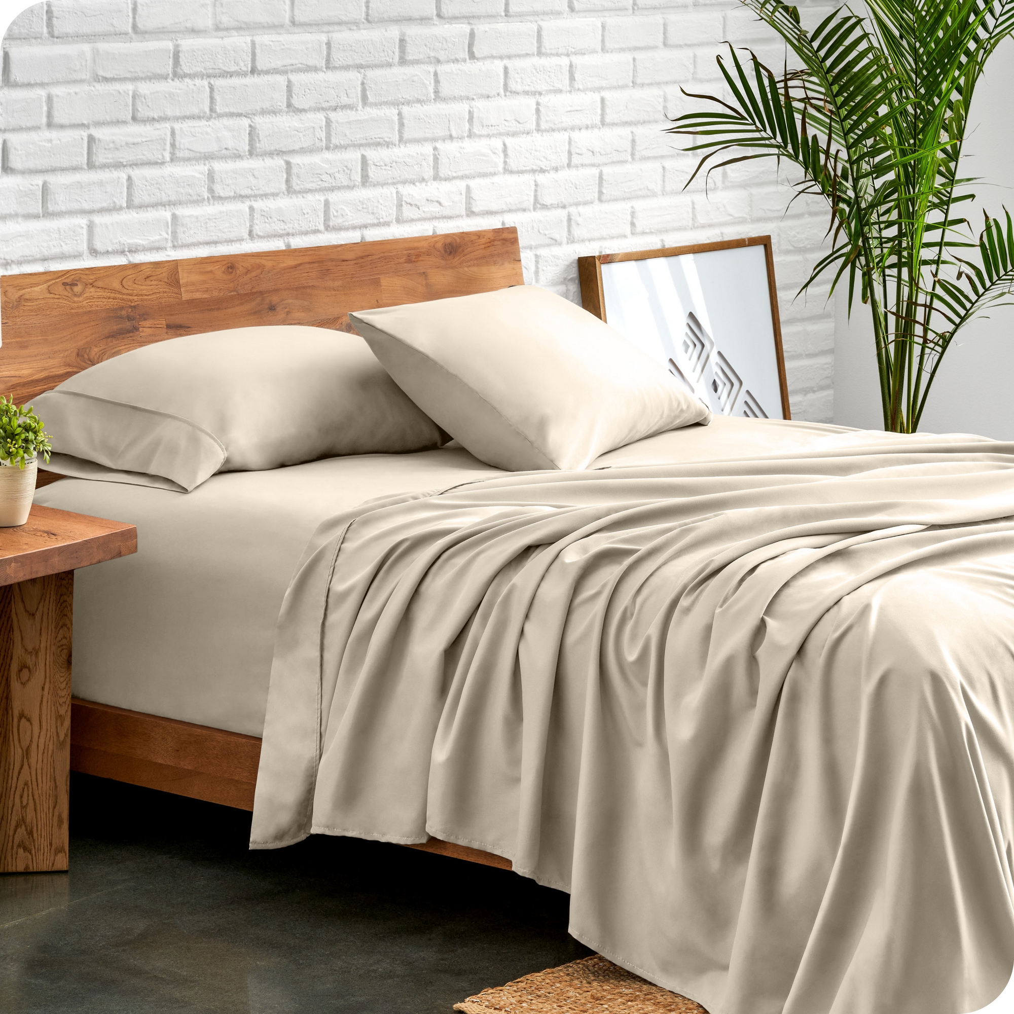 4 Piece Ultra Soft Brushed Easy Care Sheet Set by Bare Home - King, Sand
