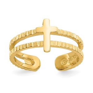 Black Bow Jewelry Cross Toe Ring in 14K Yellow Gold - 1 of 4