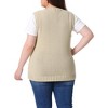 Women's Plus Size Knitted Crew Neck Sleeveless Casual Sweater Vest with Pocket - Agnes Orinda - 4 of 4