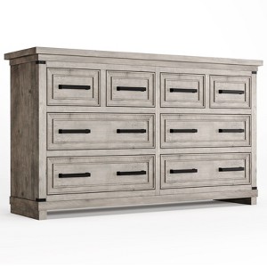 Farmhouse Dresser for Bedroom, 55 Inch Wide Dresser with 8 Drawers, Wooden Chest of Drawer with Metal Handles, Dresser Cabinet for Living Room - 1 of 4