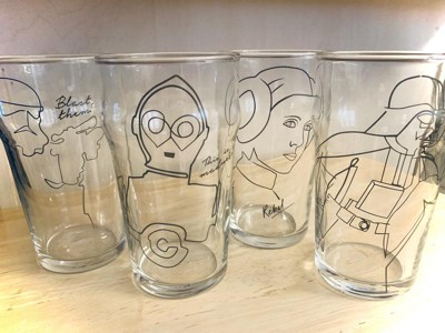 JoyJolt Sketch Art Star Warsa Glassware Set of 4 Pint Glasses 19oz Drinking Glasses - Out of This Galaxy Star Wars Gifts Darth V