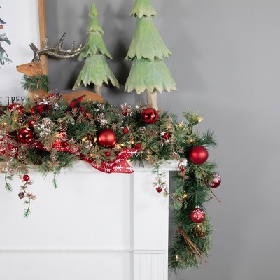 Rustic Country Charm Pre-Lit Pine & Grapevine 6' Christmas Garland