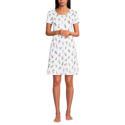 Lands' End Women's Cotton Short Sleeve Knee Length Nightgown