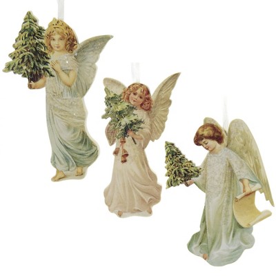 Holiday Ornament 4.5" Angel With Tree Dummy Board Christmas Heavenly  -  Tree Ornaments