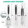 Itopfox Large Grill Accessories Heavy Duty BBQ Set Premium Stainless Steel Spatula, Fork & Tongs, Barbecue Utensils Tool Kit Gift for Grilling Lover - 2 of 4