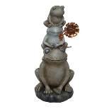 18" Polyresin Stacked Frogs with Flower Indoor/Outdoor Decorative Garden Statue Heathered Gray/Olive Green - Alpine Corporation