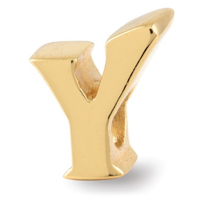 Black Bow Jewelry Letter Y Bead Charm in 14k Yellow Gold Plated Sterling Silver