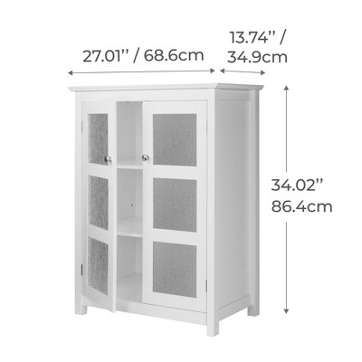 Connor Classic White Floor Cabinet with Textured Glass Doors