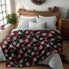 Christmas Flannel Blanket Throw, Black Red Buffalo Plaid Snowflake Soft Fuzzy Plush Cozy Fleece Blankets - 3 of 4