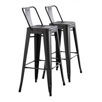 Set of 2 30" Metal Barstools with Bucket Back Matte - AC Pacific