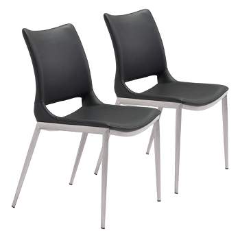 Set of 2 Geary Dining Chairs Black/Silver - ZM Home