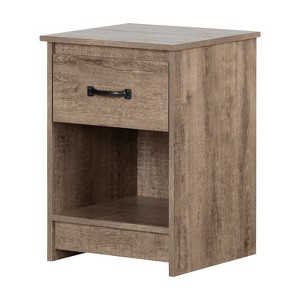 HomeStock 1-Drawer Nightstand with Open Storage Space Weathered Oak Tassio - 1 of 4