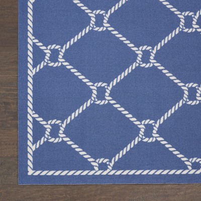 Reversible Rectangular Navy Blue Synthetic 4' x 6' Outdoor Rug