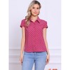 INSPIRE CHIC Women's Short Sleeve Vintage Polka Dots Button Up Blouse - 3 of 4
