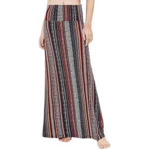 Women's Stylish Spandex Flare Maxi Skirt - Comfy Fold-Over Design Long Skirt for Effortless Style #19 - 1 of 4