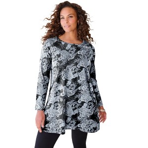 Roaman's Ultimate Long Sleeve Crewneck Swing Tunic - 1 of 2