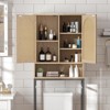 Rattan Over The Toilet Storage Cabinet, Tall Storage Shelves Wood Rack - 3 of 4